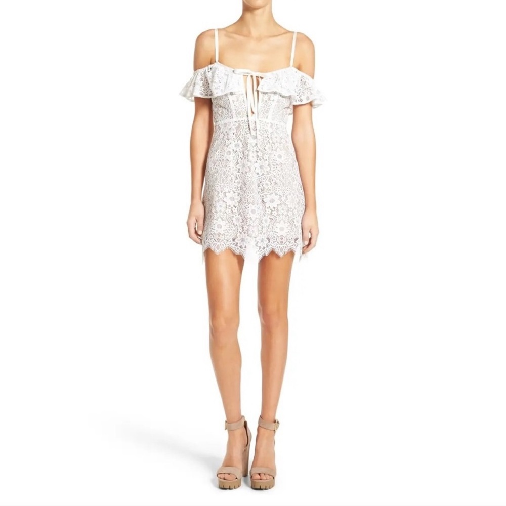 For Love and Lemons dress rosemary wedding bride mini floral white lace dress M - Picture 1 of 10